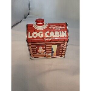 1987 Log Cabin Syrup Tin 100th Anniversary Limited Edition Empty General Vintage